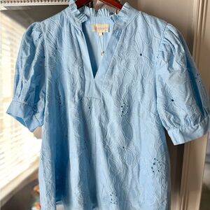 NWT Entro Blue Eyelet top, XL